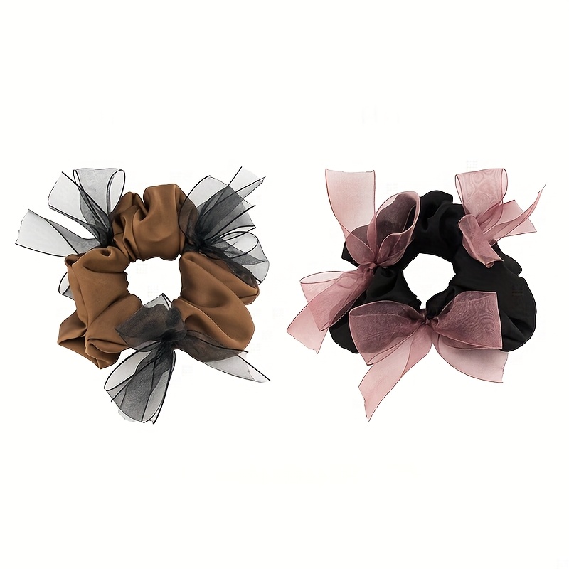 Satin Bow Tie - Ikat rambut satin dengan pita organza,