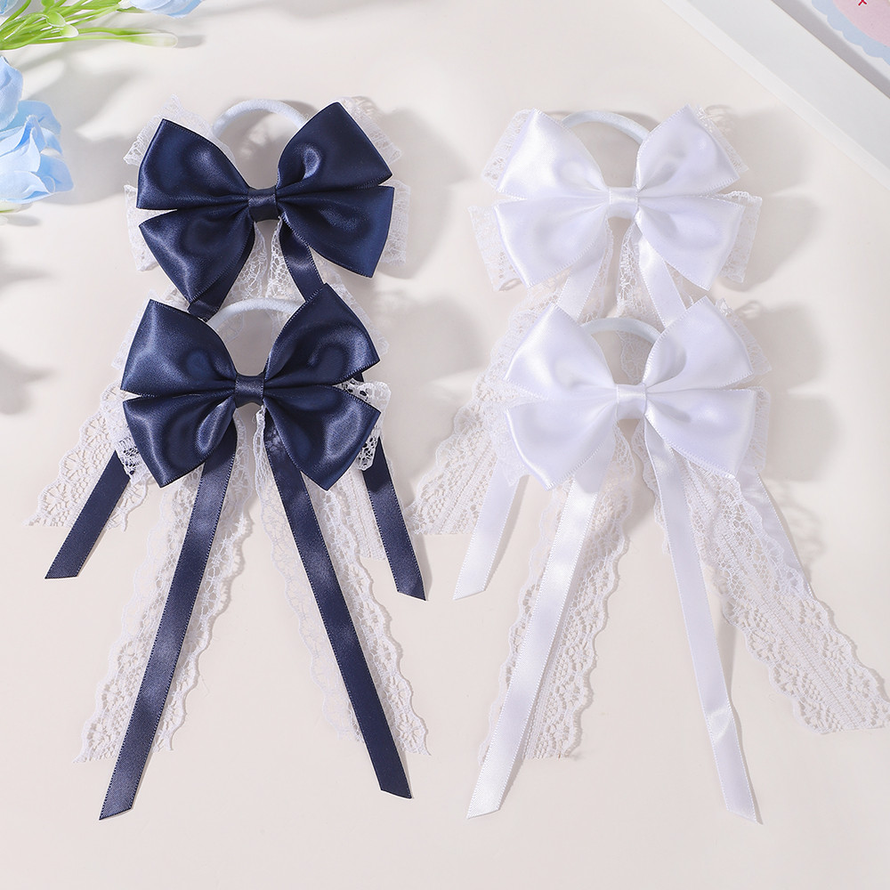 Satin Bow Tie - 2 Buah Ikat Rambut Pita Ekor