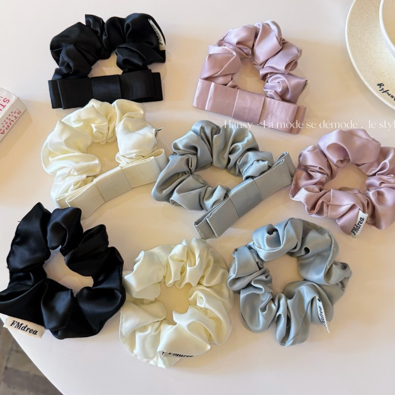 Satin Bow Tie - Ikat Rambut Elastis Pita Satin Korea