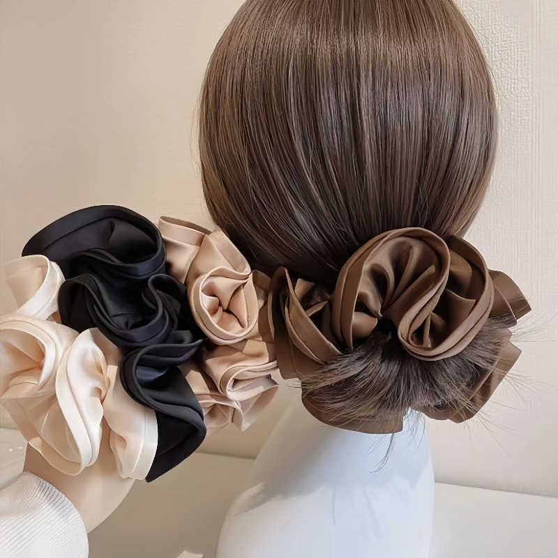 Satin Bow Tie - Scrunchie Satin Korea, Ikat Rambut Elastis