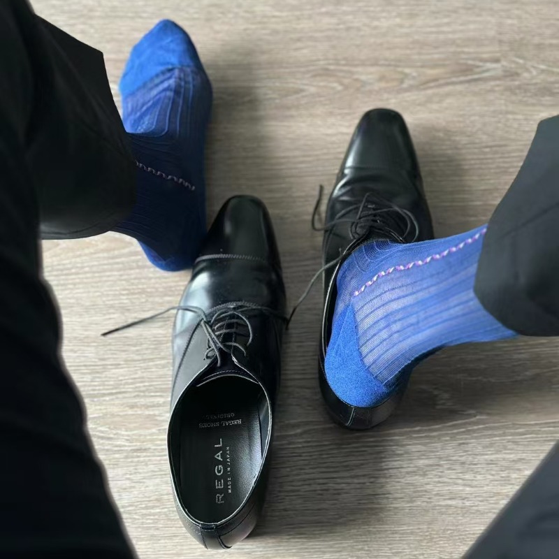 Men'S Vintage Formal Wear - Kaus Kaki Pria Biru Hitam untuk