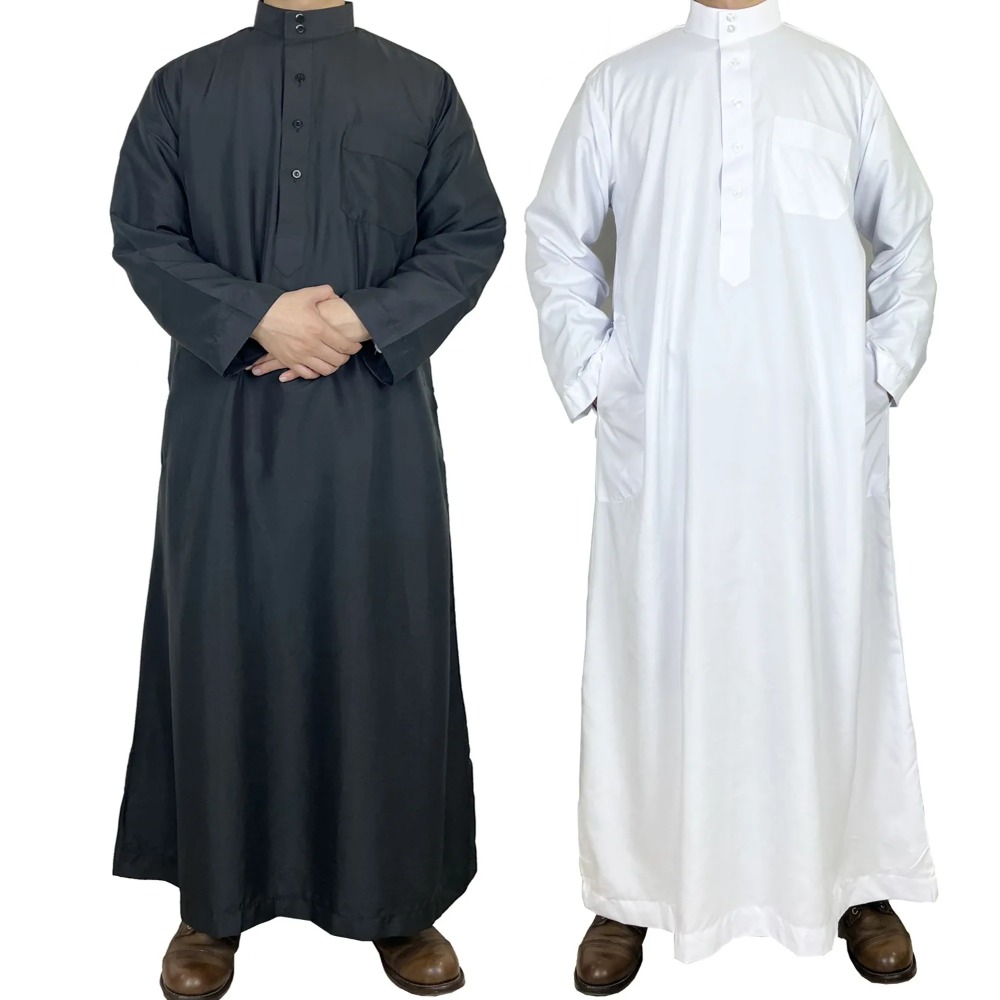 Men Formal Wear Dubai - Jubah Pria Poliester Qatar dengan Kerah