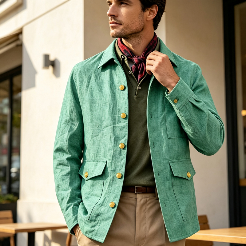 Men'S Vintage Formal Wear - Jaket Linen Pria Vintage Kerah Lapel