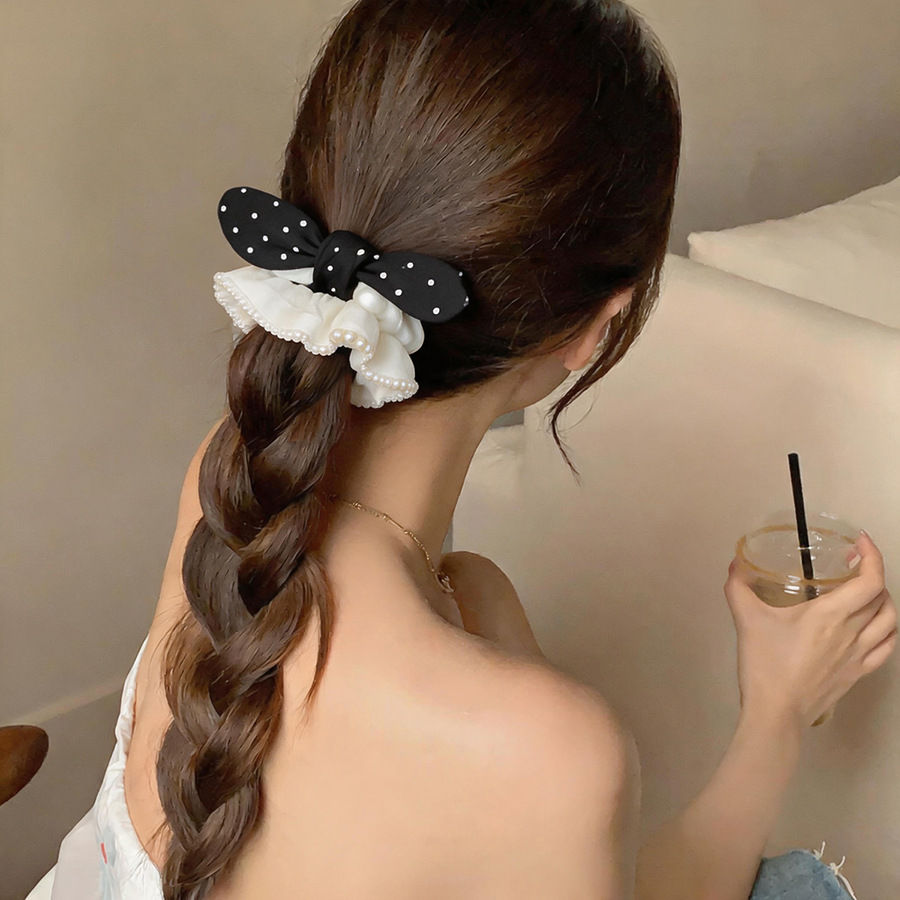 Ikat Rambut Satin Hitam Putih  - Satin Bow Tie ulasan dan harga