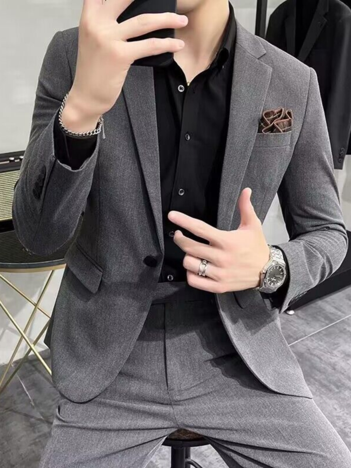 Setelan Jas Tiga Potong Slim F - Men'S Urban Formal Wear ulasan dan harga