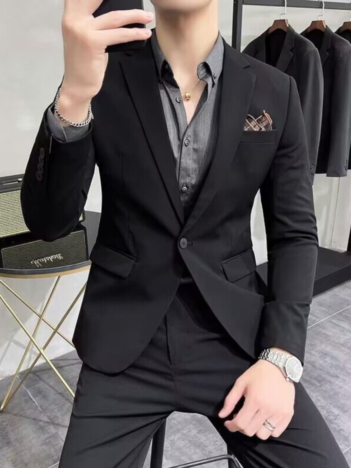 Setelan Jas Tiga Potong Slim F - Men'S Urban Formal Wear ulasan dan harga