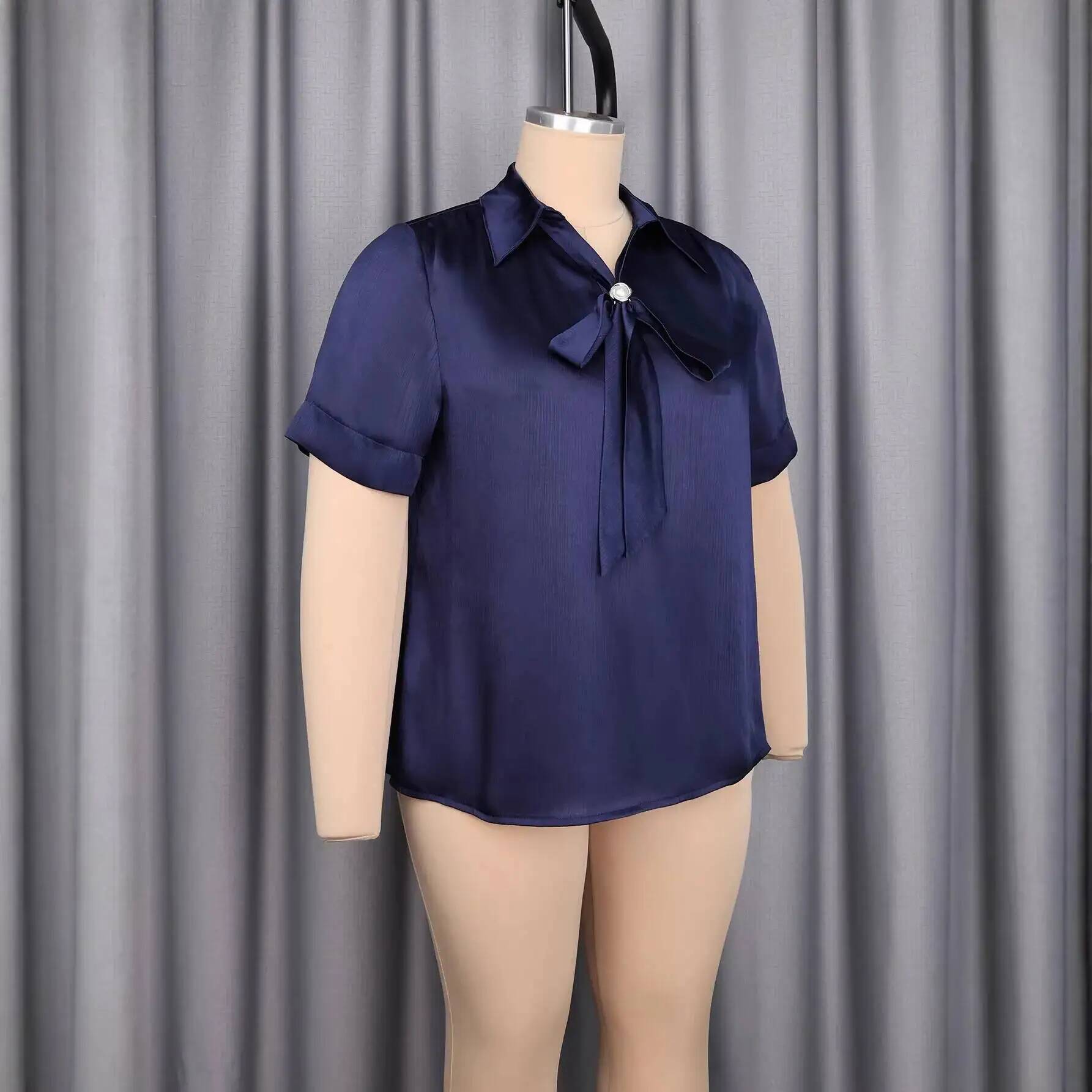Atasan Satin Wanita Ukuran Bes - Satin Bow Tie ulasan dan harga