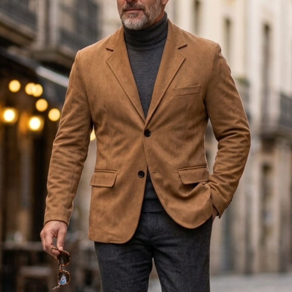 Jaket Blazer Suede Kasual Vint - Men'S Vintage Formal Wear ulasan dan harga