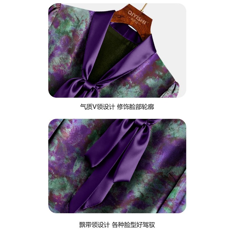 Atasan Ungu Elegan untuk Kerja - Satin Bow Tie ulasan dan harga