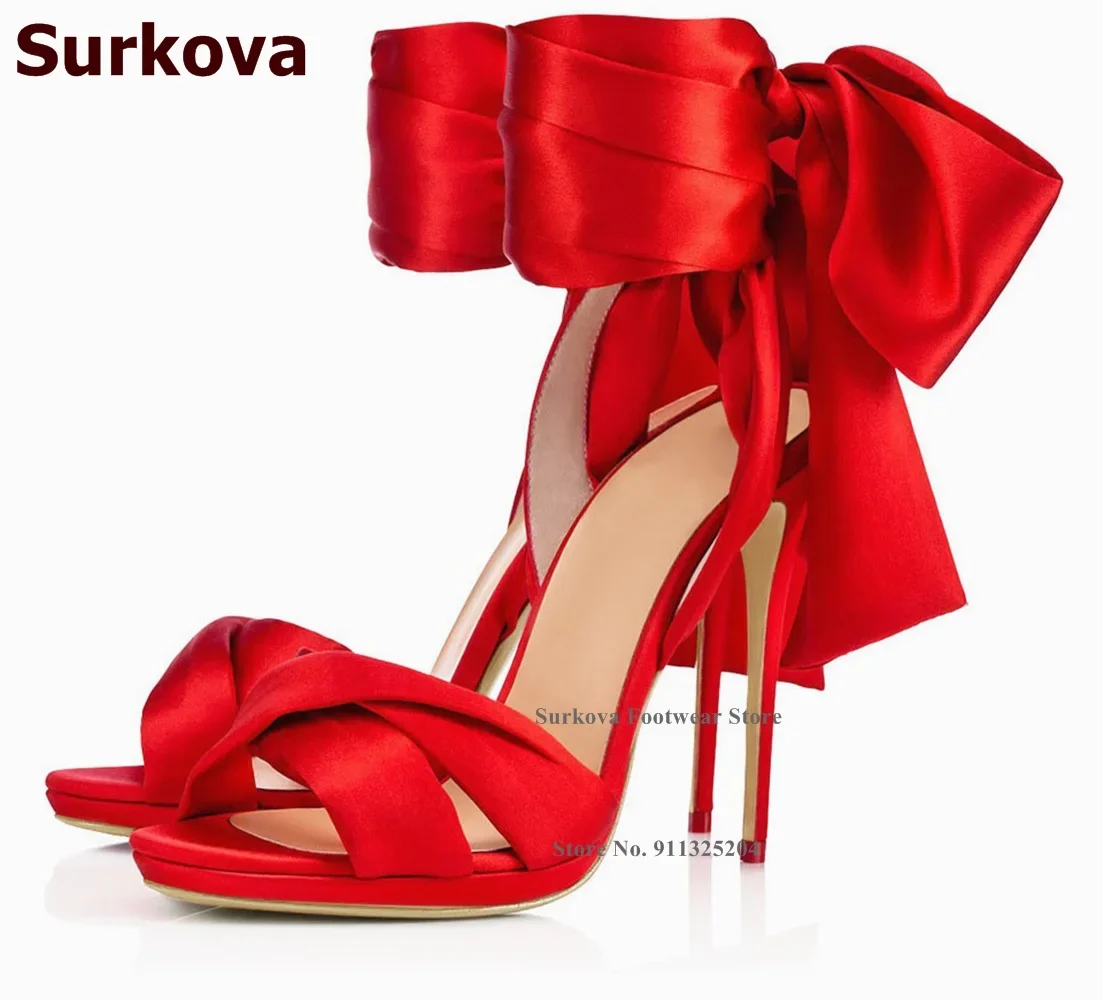 Surkova Kain Satin Merah Panas - Satin Bow Tie ulasan dan harga