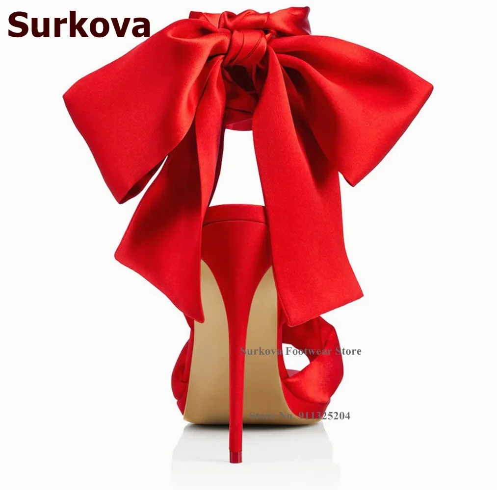 Surkova Kain Satin Merah Panas - Satin Bow Tie ulasan dan harga